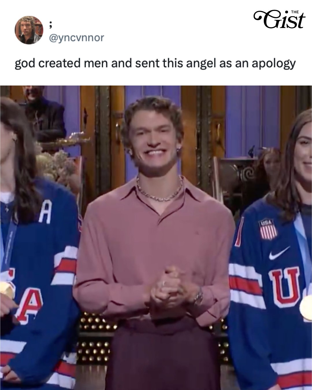 Connor Storrie is in his host era! 🎤✨⁣⁣
⁣⁣
Storrie took over Saturday Night Live on Feb. 28, and turned his monologue into a full-on Team USA hockey celebration. 🇺🇸🏒⁣⁣
⁣⁣
Fresh off their Olympic moment, U.S. hockey stars joined him on stage for a surprise cameo that had the crowd buzzing and the internet instantly clipping. 🎬🔥⁣⁣
⁣⁣
From sports drama king to late-night frontman? The range. 👏⁣⁣
⁣⁣
#snl #teamusa #hockey #popculture