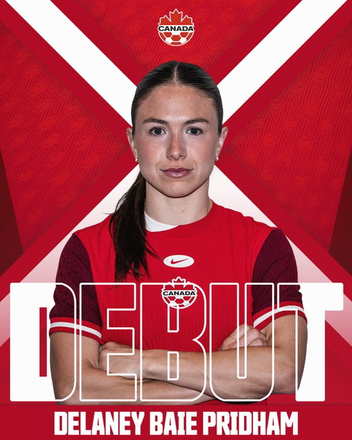 DEBUT WATCH! 👀 

Delaney Baie Pridham has earned her first #CANWNT cap 🍁 

——

DÉBUT EN VUE!

Delaney Baie Pridham a obtenu sa première apparition avec le #CANWNT 🍁
