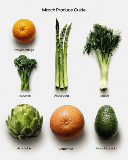 In season now: asparagus, fennel, citrus. In season soon: The March Capsule.