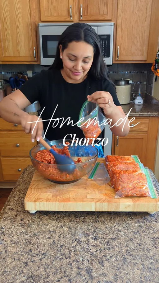 Homemade Chorizo 

My friend @muybuenocooking shared about AI taking over Mexican recipes and it really made me want to chat about it because so many of you share with me crazy AI recipes that don’t turn out well. Please get your recipes from a human, and if you want Mexican food? Learn it and support your favorite Mexican cooking creators. 

For this chorizo my way you’ll need: 

4lb ground pork
1 tbs whole peppercorn 
1 tbs whole cumin 
2 tsp Mexican dry oregano 
Salt to taste 
Garlic (like 5) 
1/2 stick of cinnamon 
2 tsp paprika 
1 tbs onion powder 
2 tbs garlic powder 
3 dry bay leaves 
3 dry ancho Chiles 
10 dry chile guajillo 
1/4 cup white vinegar 

Enjoy! 
#homemadechorizo #chorizo #mexicanculture #mexicanrecipes