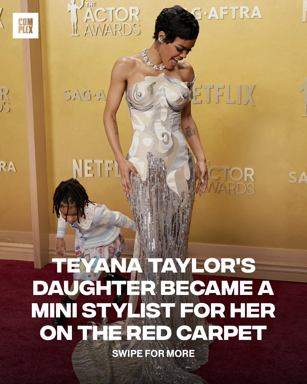 This was so wholesome ❤️ 

Teyana Taylor’s daughter joined her on the red carpet and began adjusting her dress as Teyana Taylor posed for photos 🥹