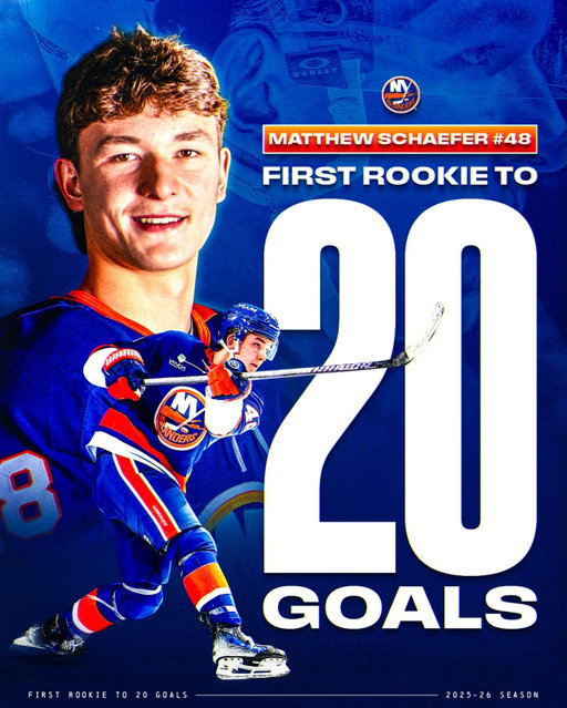 MATTHEW SCHAEFER CAN’T BE STOPPED 😱 

The 18-year-old defenseman is the first rookie to 20 goals this season!!!