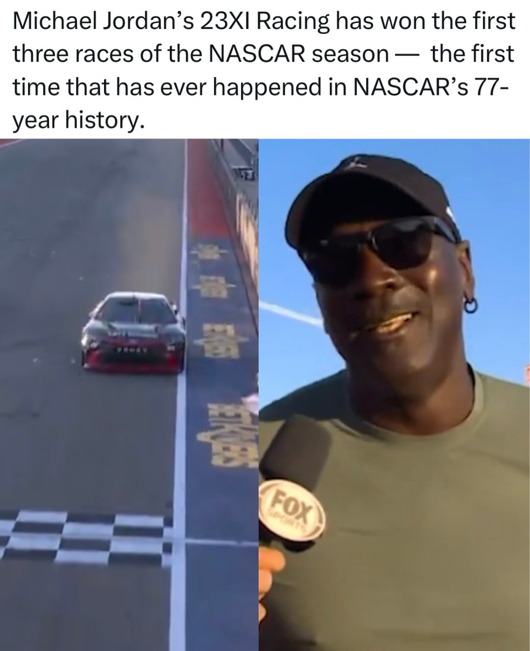 MICHAEL JORDAN JUST THREE-PEATED FOR THE THIRD TIME WTF 🤯 (via @nascar)