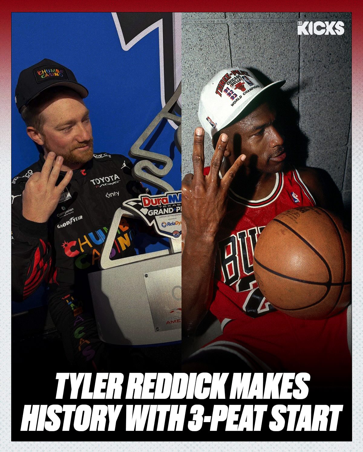 @tyler_reddick became the first NASCAR driver to wins his first 3 races, all under Michael Jordan’s race team @23xiracing 🏁🏎️

MJ’s 3-peat influence really transferred over to racing 🔥