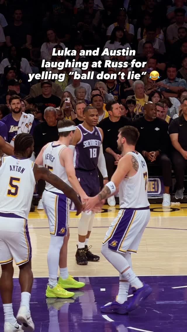 Luka and Austin Reaves were laughing at Russell Westbrook for yelling “ball don’t lie” while being down 19 😭