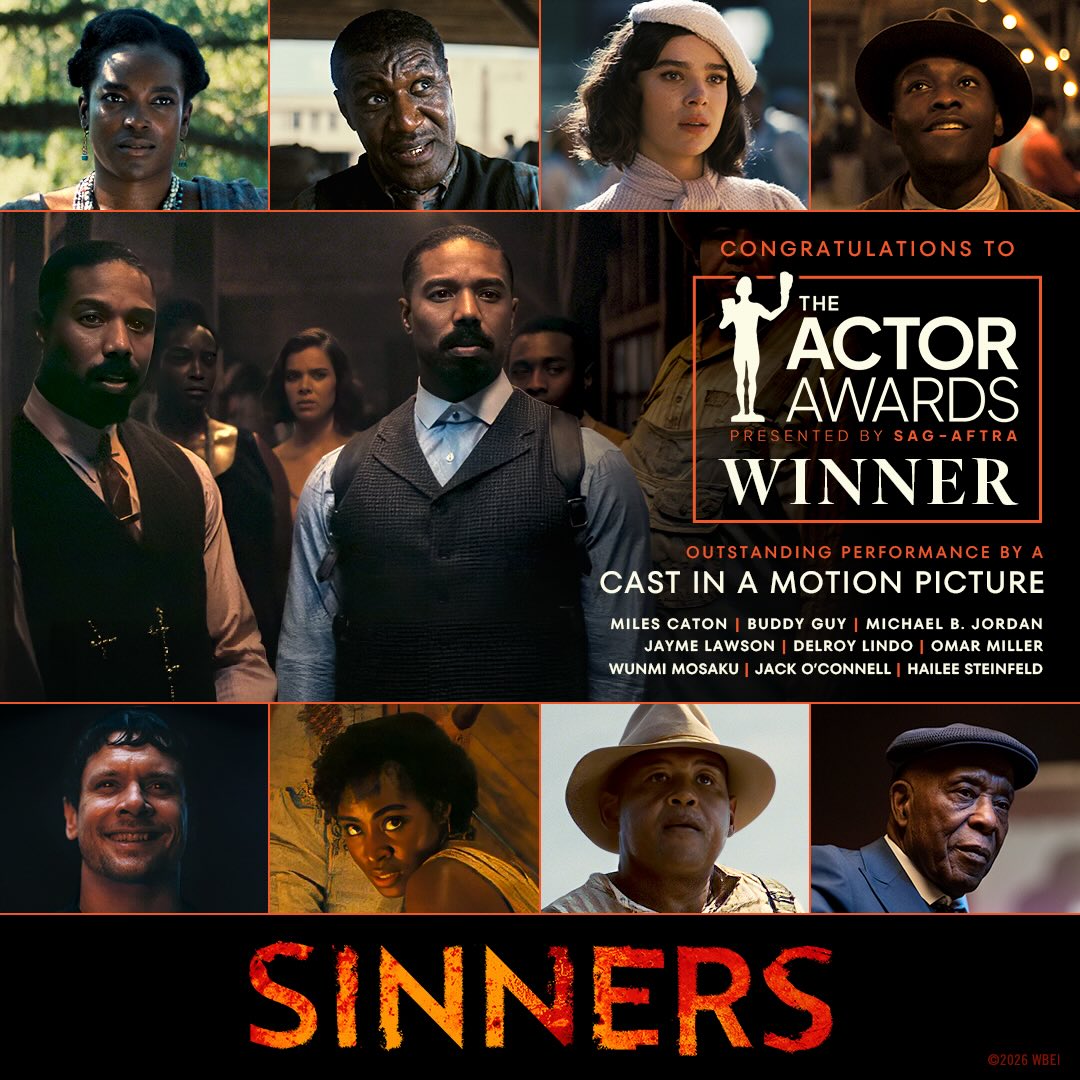Thank you to @sagaftra for honoring the cast “Sinners” with the Actor Award for Outstanding Performance by a Cast in a Motion Picture at the 32nd Annual Actor Awards!

@actorawards | #ActorAwards