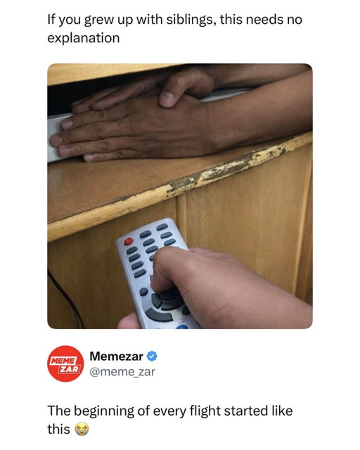 If you had siblings, you know this war

One person guarding the cable box like it’s national treasure. The other inching the remote closer with silent determination. No words. Just tension.

The real Hunger Games was fought in front of the TV.

Like this content? Follow @memezar for more ❤️

#memezar #siblings #throwback #relatable