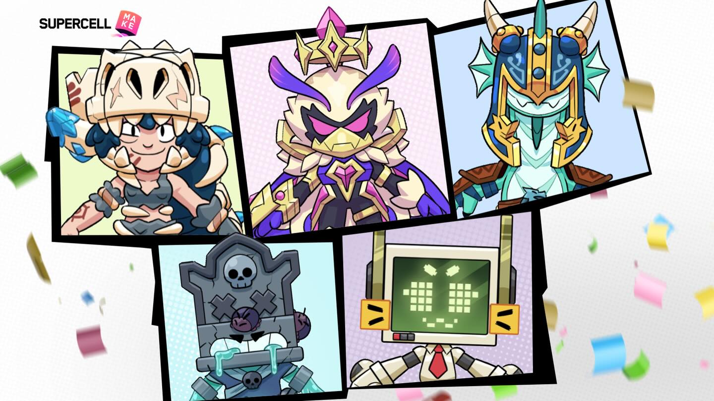 🏆 The #SupercellMAKE winners are in! 🏆

Ghostly Griff, Retro Kit, Twilight Queen Lily, Jormungand Doug, and Skeleton Hunter Alli will be added to the game in future updates!

GRIFF
🏆 Ghostly Griff - by Vitality (39.6%)
✨ Temple Samurai Griff - SenSem (33.0%)
✨ Grand Prix Griff - by Reghs (17.8%)
✨ Canvas Le Griff - by Josenylson Serafim (9.6%)

KIT
🏆 Retro Kit - by Anomax (34.2%)
✨ Anubis Kit - by Letizia (31.0%)
✨ Sundae Kit - by Artdrei (19.0%)
✨ Catfish Kit - by Jaydan art (15.7%)

LILY
🏆 Twilight Queen Lily - by Frankyyy (50.5%)
✨ Musical Lily - by Artdrei (23.5%)
✨ Hunter Lily - by Sowdyze (14.6%)
✨ Chainsaw Lily - by Heron (11.4%)

DOUG
🏆 Jormungand Doug - by abyss lookout (39%)
✨ Doug Brick Toy - by djanggo_sauce (31.2%)
✨ Toxic Twin Doug - by Nexty (22.2%)
✨ Gym Bro Doug - by Meowie (7.6%)

ALLI
🏆 Skeleton Hunter Alli - by GeckoArt (44.3%)
✨ Alli Lunar Eclipse - by Morrigan (33.5%)
✨ Cosmic Conductor - by cziastecka (12.8%)
✨ Ember Alli - by Nana (9.5%)

Congratulations to all the participants and see you next time!