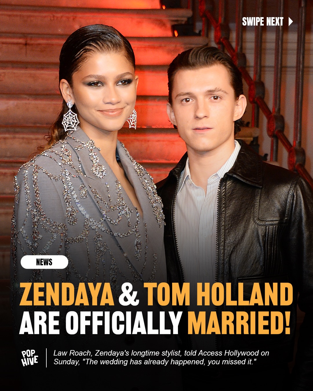 Law Roach just dropped the biggest bombshell in entertainment news... Zendaya and Tom Holland are married❕💍💒

People Magazine reported, “While chatting with Access Hollywood on the red carpet at the 2026 Actor Awards on Sunday, March 1, the actress’ longtime stylist said, “The wedding has already happened,” teasing, “You missed it.”

After the reporter then asked, “Is that true?” Roach replied, “It’s very true!” with a laugh.

PEOPLE has reached out to reps for both Zendaya and Holland.” 💕 

#Zendaya #TomHolland #LawRoach #Married #zendayaandtomholland