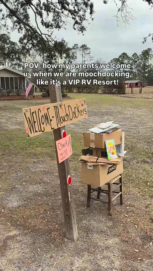 We even got an escort to our site, and all of our packages stacked up and ready for us. 😂 This was the cutest. Every time we have come to visit over the years of military and RV life, it has always looked something like this. We would come back from overseas and they would have balloons and banners. 

How cool is this?!

#moochdocking #family #rvlife #rvtravel #rvresort