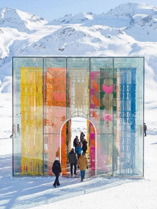 “I went on a ski trip... and saw this landscape. And I started imagining. Why not here?” - @milla_novo_ 

A large-scale macramé installation suspended in glass house, surrounded by snow and silence.
Fiber art installations that travels, from luxury hospitality spaces to the most unexpected terrains.
Fiber art has no limits. And neither do I.❄️🏔️

Concept & creative direction © Milla Novo 2025.
Original fiber art designs. All rights reserved.