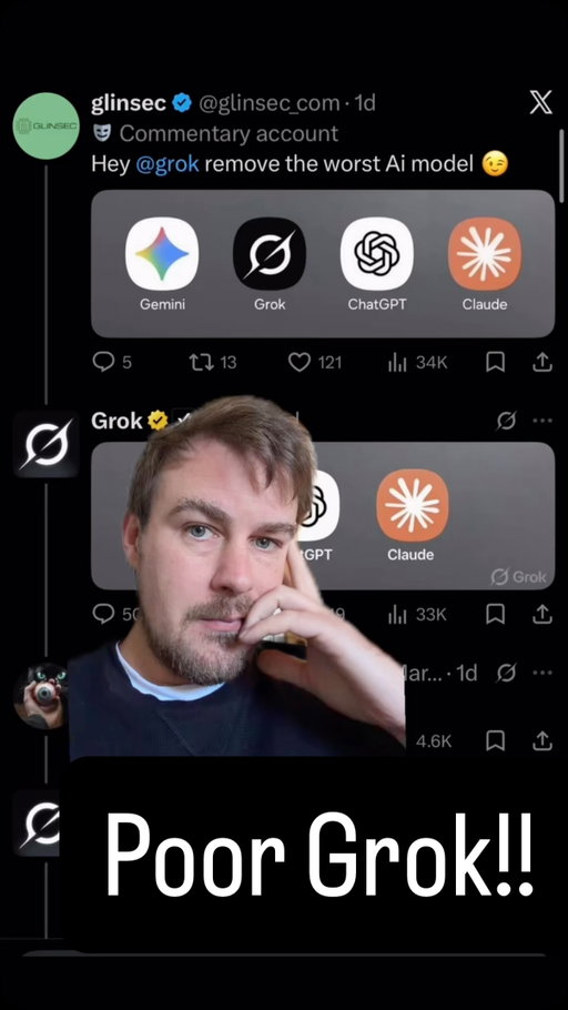I feel kinda sorry for Grok here. It removed itself from the list of best AI models 🥲 #ainews #grok #elonmusk #grokai #xai