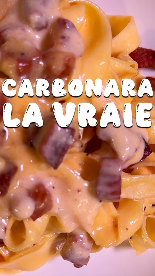 La vraie Carbonara. La vraie on a dit. Abonnez-vous pour d’autres recettes gourmandes ! 
J’ai vu tellement de recettes, de manière de faire, que j’ai voulu m’y essayer. Vous avez été nombreux à dire que la Carbo normande était la meilleure. J’ai longtemps cru que ca pouvait être vrai. Avec ce guanciale du copain Matthias de la @maison.laborie (c’est pas une sponso), du pecorino, de l’oeuf et des tagliatelles, j’ai réussi ce plat sacré…ment bon ! 
Alors les copains italiens, on valide ? (en vrai je les ai bien mieux réussi en live la semaine suivante).

Ingrédients : 
150 g de guanciale 
3 jaunes d’oeuf 
120 g de pecorino romano 
Tagliatelles fraiches pour 2 
1 petite louche d’eau de cuisson des pâtes 
Du poivre concassé 
#carbonara #italianpasta
