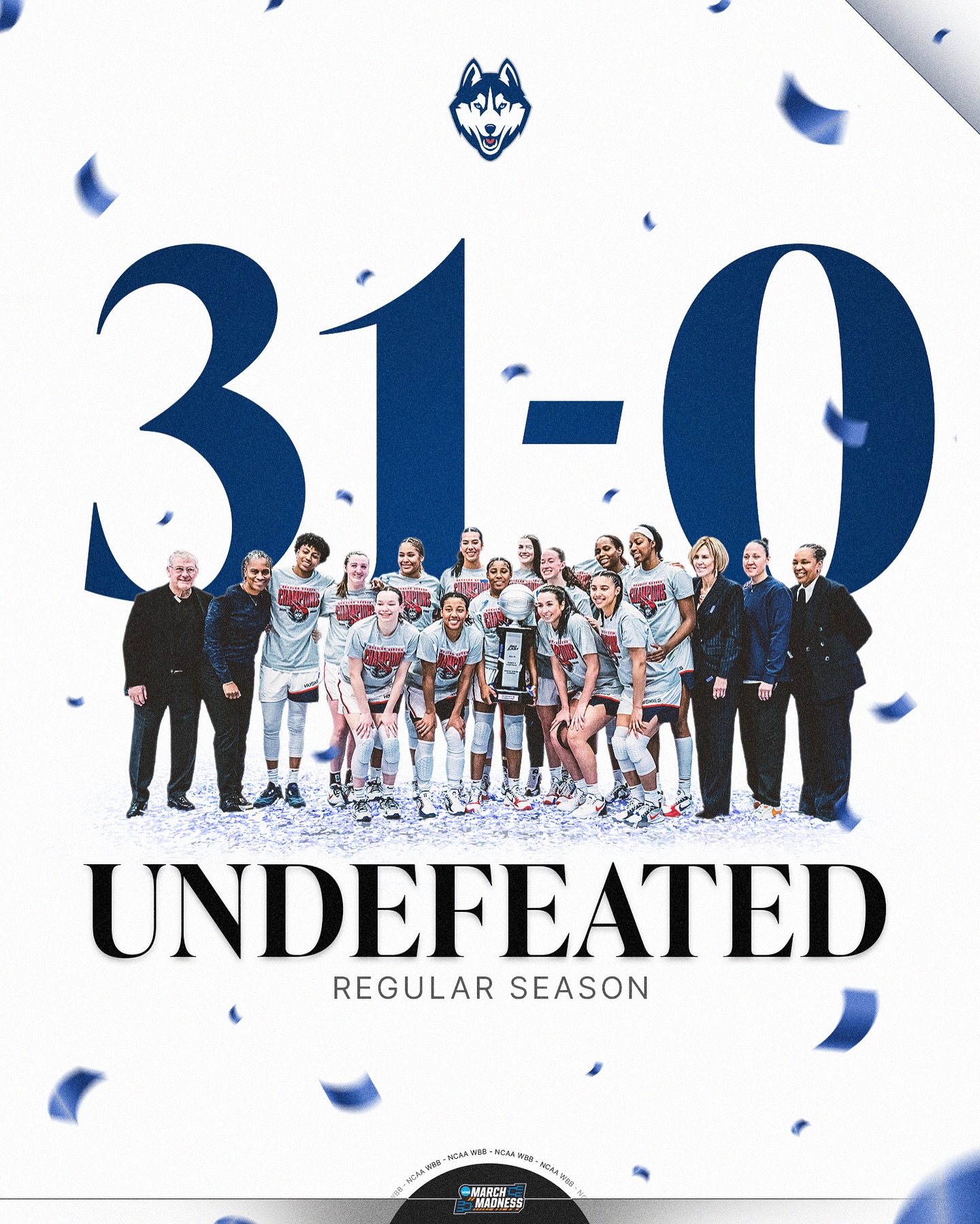 UNDEFEATED‼️

The Huskies finish this regular season 31-0, their first undefeated since 2018👏

#NCAAWBB x @uconnwbb
