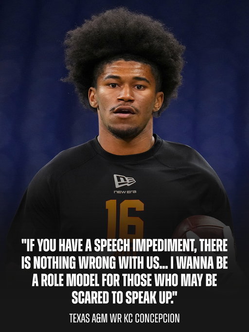 @aggiefootball WR KC Concepcion shared a powerful message about living with a speech impediment and inspiring others. ❤️ (via @kcthekid2)

📷: @cooperneill/NFL