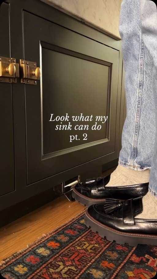 A few months ago we installed a foot pedal for the kitchen sink, and I’ll never go back. No more messy hands on the faucet, saves water, and great for cooking. You guys—I’ll never go back!