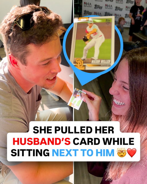 WHOLESOME: Mason Miller’s wife just pulled a trading card of her husband for the first time ❤️👏

Padres pitcher Mason Miller and his wife Jordan pulled up to Rip Night in Arizona and opened a few packs at @dnacardshop. 

After just a few minutes, Jordan pulled one of Mason’s cards out of a pack of 2026 Series 1! It was the first time either of them had pulled his own trading card 🥹