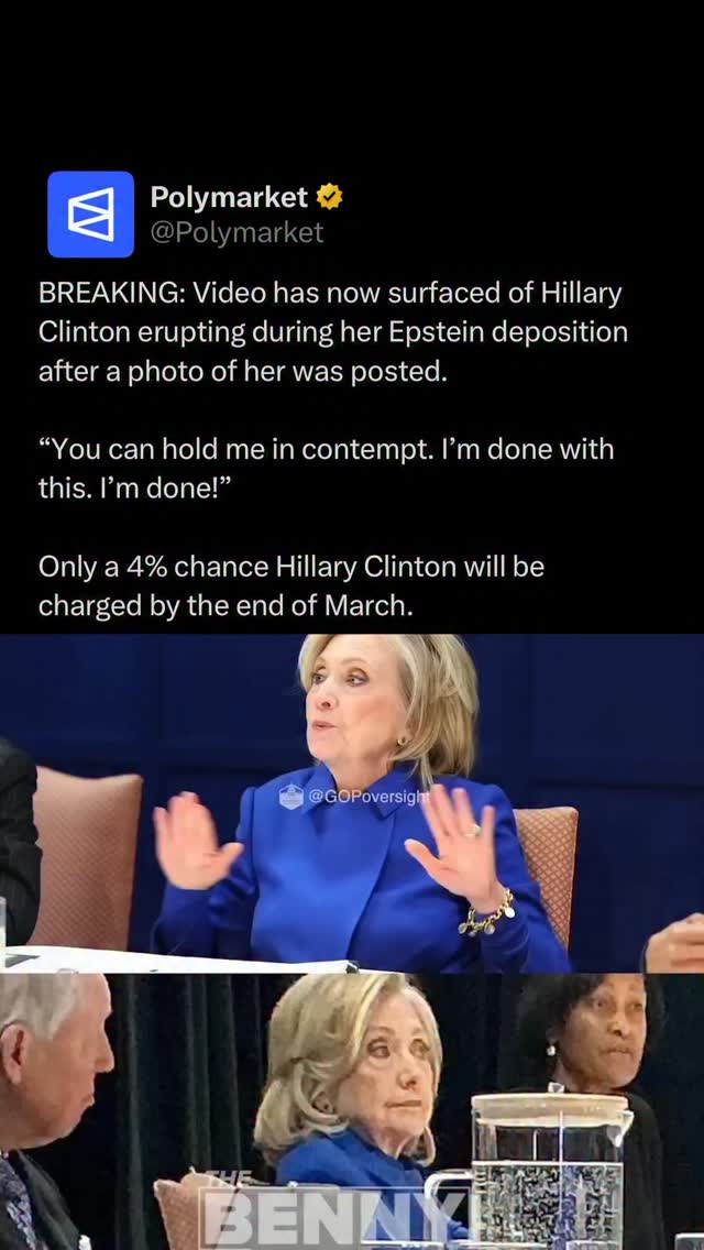 Video of Hillary Clinton reacting during a deposition tied to convicted financier Jeffrey Epstein is now online, showing her bristling over the posting of her photo and telling attorneys, “You can hold me in contempt from now until the cows come home.”