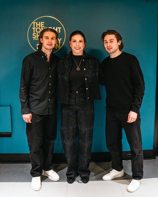 @jackhughes, @_quinnhughes, and @hilaryknight join @jimmyfallon on @fallontonight! Tune in at 11:35/10:35c! #FallonTonight