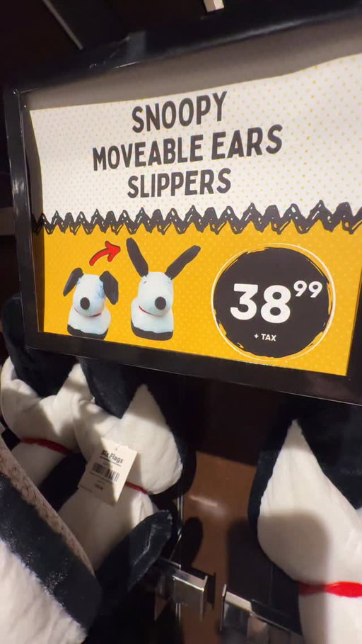 SNOOPY SLIPPERS… with MOVEABLE EARS?! 🐶👀

The ears actually move with each step ! 😂

$38.99 for full Peanuts energy.

👇 Would you buy them? Yes or absolutely yes?

#Snoopy #Peanuts #KnottsBerryFarm #Knotts