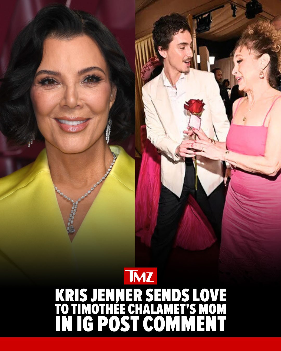 The moms-of-famous-kids club just got a new member — Kris Jenner showed up to hype her potential future in-law Timothée Chalamet at The Actor Awards last night 💖

Full story at the link in bio.