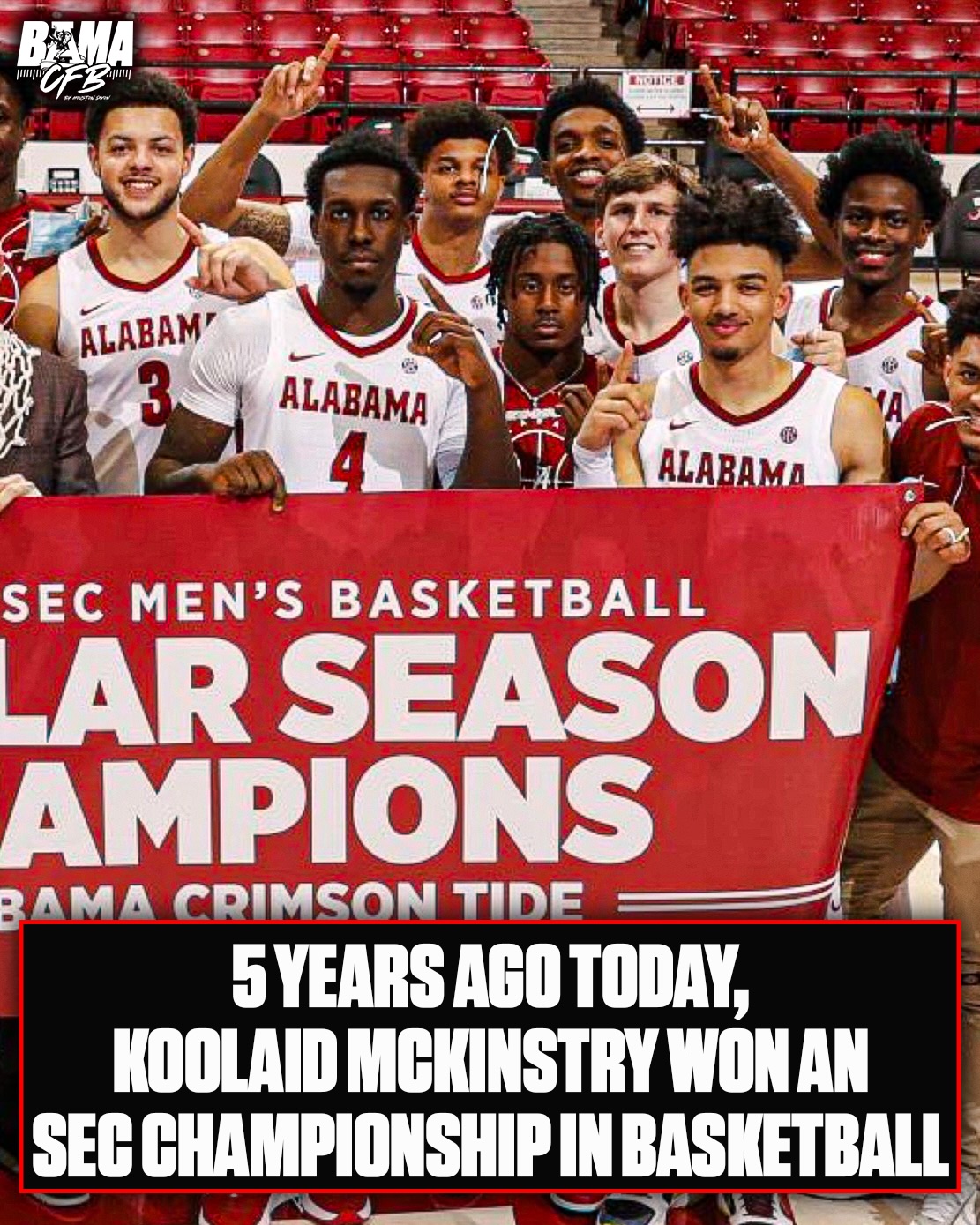 Tide hoops legend, Koolaid McKinstry. 

5 years ago today, Alabama won the 2020-2021 sec regular season title🥹