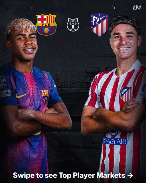 Barcelona are facing Atlético Madrid in the Copa Del Ray semi final, will Barca overcome the 4 goal deficit? 👀⚽️

Get these Cheatsheets AND MORE for FREE on Linemate 📲

#barcelona #barcelonafc #barça #atleticomadrid #yamal