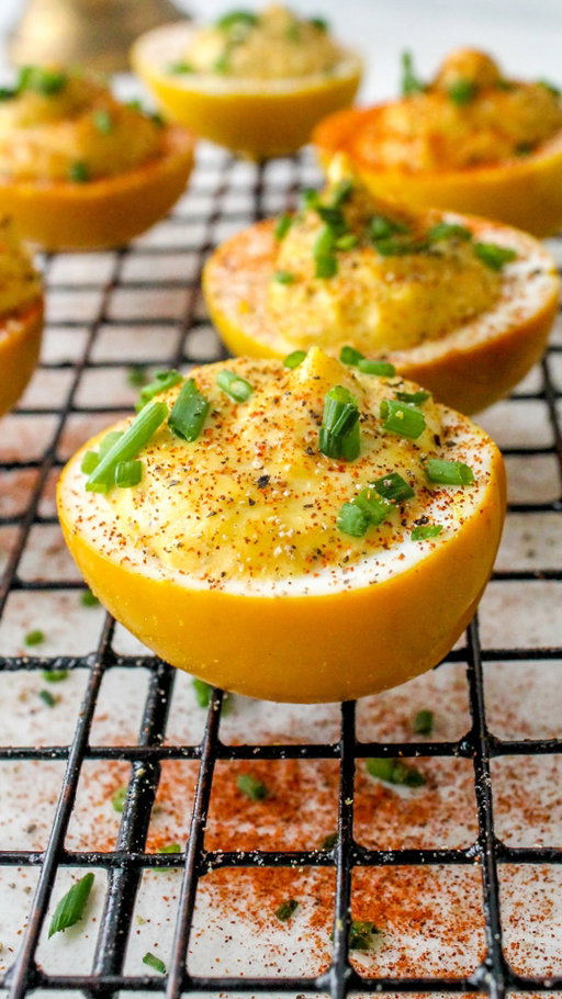 Comment “EGG” to get this and recipe & lots of other Easter recipes sent to your DMs 🐣 

Deviled eggs are a classic Easter staple, but have you ever tried making golden deviled eggs?! I used @hellmannsmayonnaise to make these pickled turmeric and ginger eggs. They are colorful, festive and so good turned into these pickley deviled eggs. I used Hellmann’s Mayo for the middle to get that super creamy consistency that pairs perfectly with the pickley eggs. Hellmann’s is my go to for every holiday, and day in between, because they give any app that rich and cream consistency!  #hellmanspartner