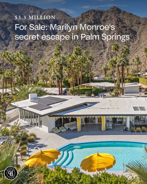 Vista Las Palmas has always attracted a certain kind of person. Elvis. Peter Lawford. And for a moment, Marilyn Monroe — who rented this DuBois-designed retreat in 1961.

Now listed at $3.3M, the nearly 3,000-sq.-ft. home is as close to mid-century perfection as you’ll find. Four color-tiled bathrooms untouched since construction. A curved bar original to the home. Sliding glass walls opening to a private pool and the San Jacinto Mountains. The neighborhood still holds its reputation as the best in Palm Springs — architecture, mountain views and walkable to downtown.

▪️ 1326 N. Rose Ave., Palm Springs, CA
▪️ $3,300,000 | 4 BD | 4 BA | 2,978 SQ FT
▪️ Listing by David Emerson | Coldwell Banker Realty
▪️ @davidemersonandassociates @cbrealtysocal @cbrealtycal @coldwellbanker