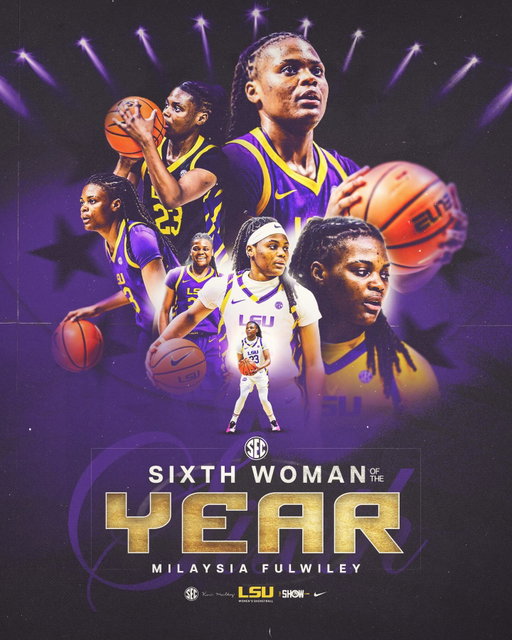 SEC Sixth Woman of the Year 🙌

MiLaysia Fulwiley is the third Tiger to earn the recognition, joining Sylvia Fowles (2005) and Allison Hightower (2008)!