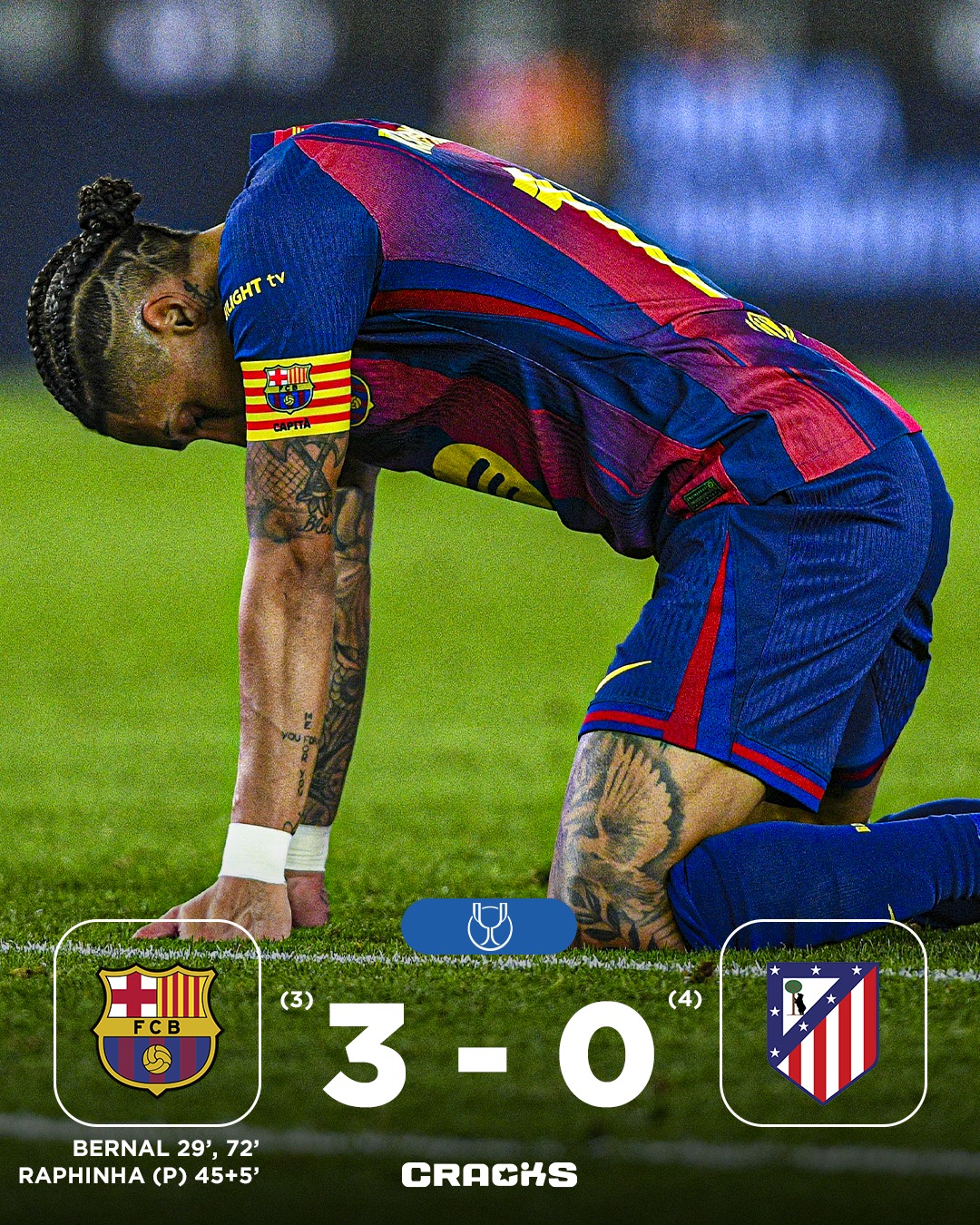 ➟ 𝙁𝙄𝙉𝘼𝙇 | Barcelona (3) 3-0 (4) Atlético Madrid

𝐍𝐎 𝐇𝐔𝐁𝐎 𝐑𝐄𝐌𝐎𝐍𝐓𝐀𝐃𝐀. ¡El Atléti es finalista!

Semifinal Vuelta 🗓 | Copa del Rey 🇪🇸