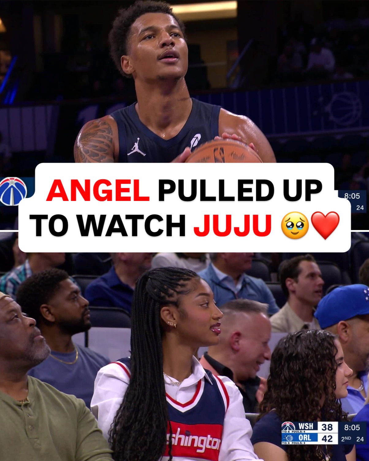 Angel Reese is courtside watching her brother Juju Reese in his 2nd career NBA game ❤️