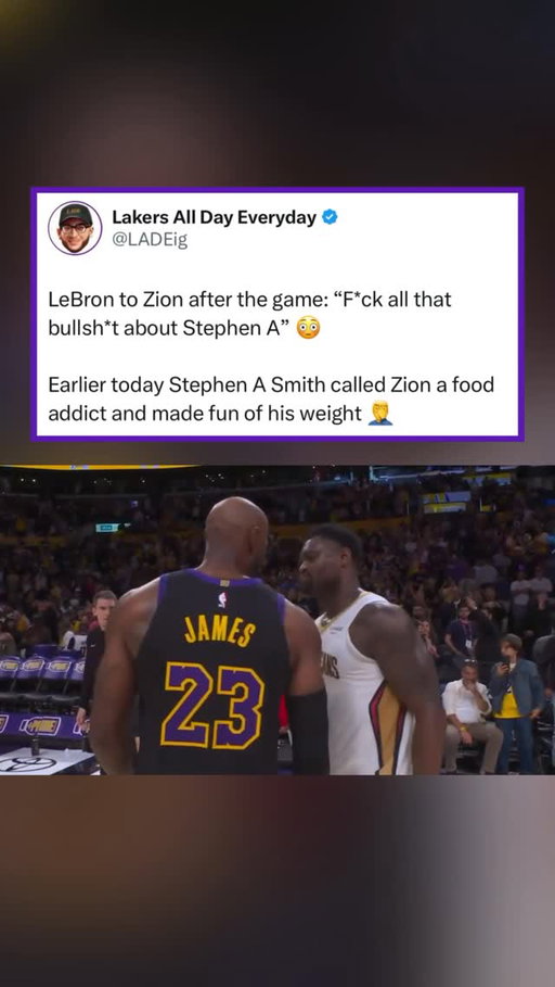 Salute to LeBron for keeping Zion’s head up after Stephen A’s nasty comments toward him earlier today 💯