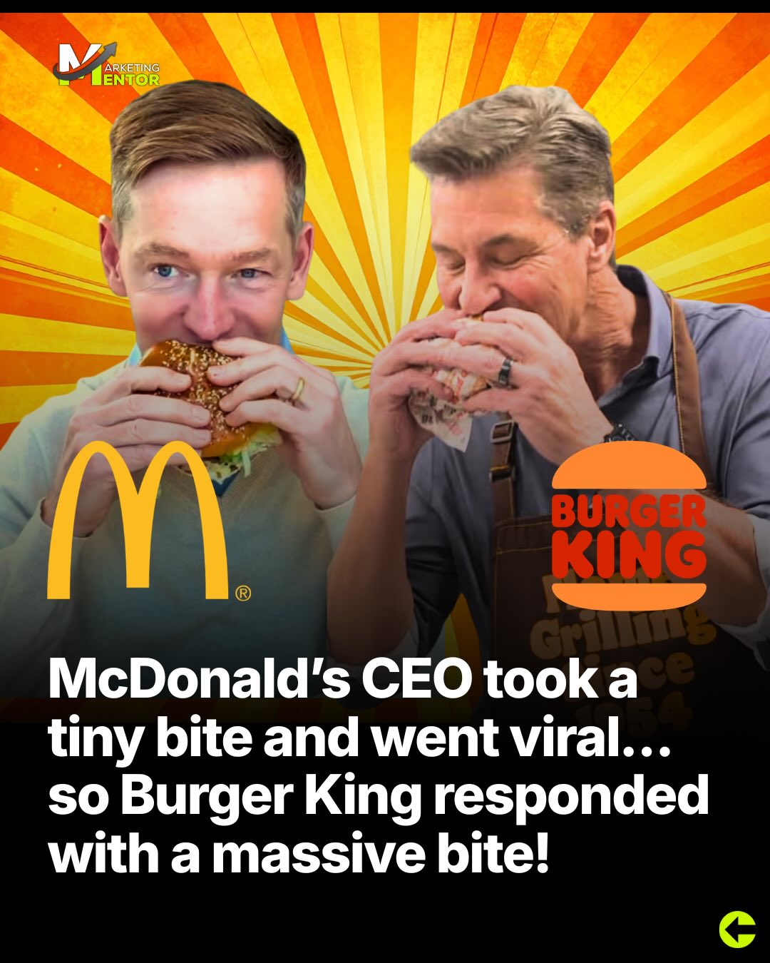 McDonald’s CEO Chris Kempczinski recently posted a video promoting the brand’s new Big Arch burger. But instead of the burger going viral, it was his hesitant little bite that caught the internet’s attention.

People quickly started mocking the clip for looking stiff and awkward, turning the moment into a meme across social media.

Burger King saw the backlash and moved fast. The brand released its own video featuring its US & Canada president Tom Curtis taking a huge, confident bite of a Whopper, clearly playing into the viral moment.

Sometimes the internet creates the opportunity… and the smartest brands know exactly when to take a bite of it.

What do you think, clever marketing or just a lucky moment?