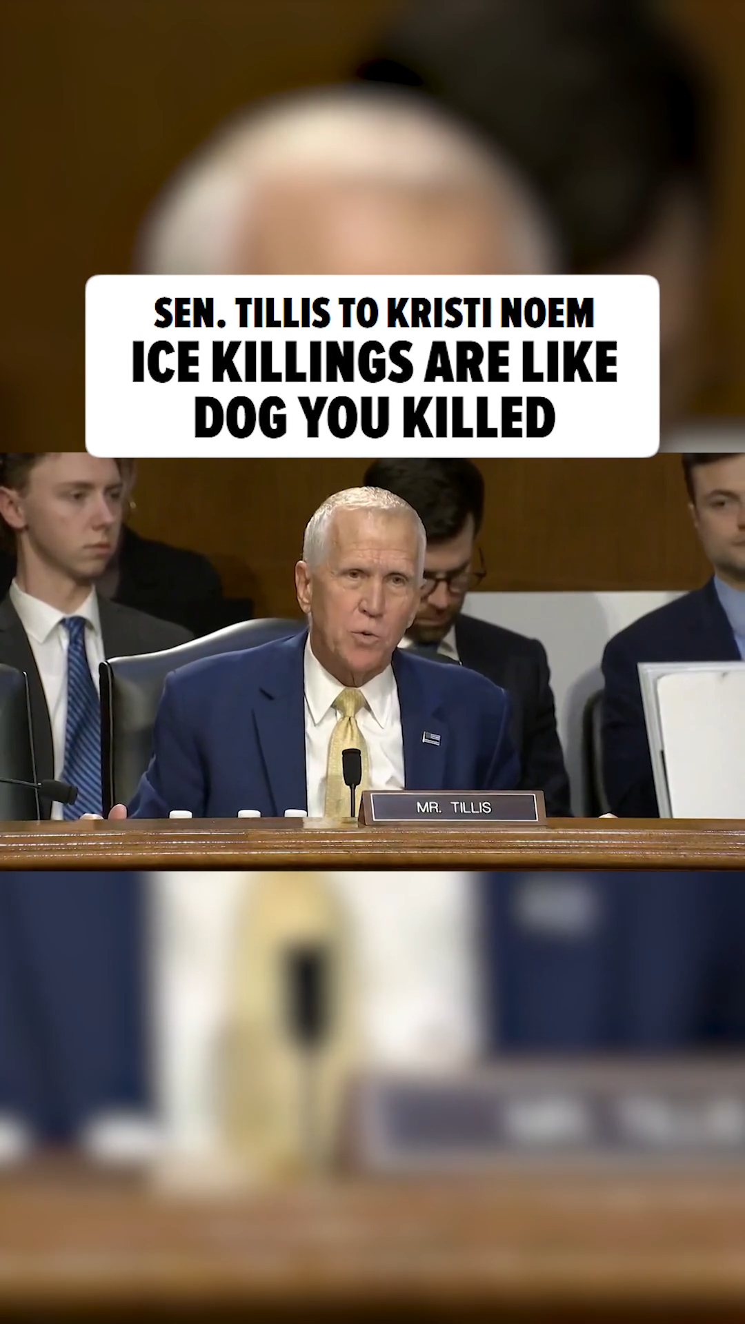 Sen. Thom Tillis RIPPED into DHS Secretary Kristi Noem during a congressional hearing, comparing American citizens killed by immigration agents to a dog she killed. 💥

MORE AT LINK IN BIO 🎥