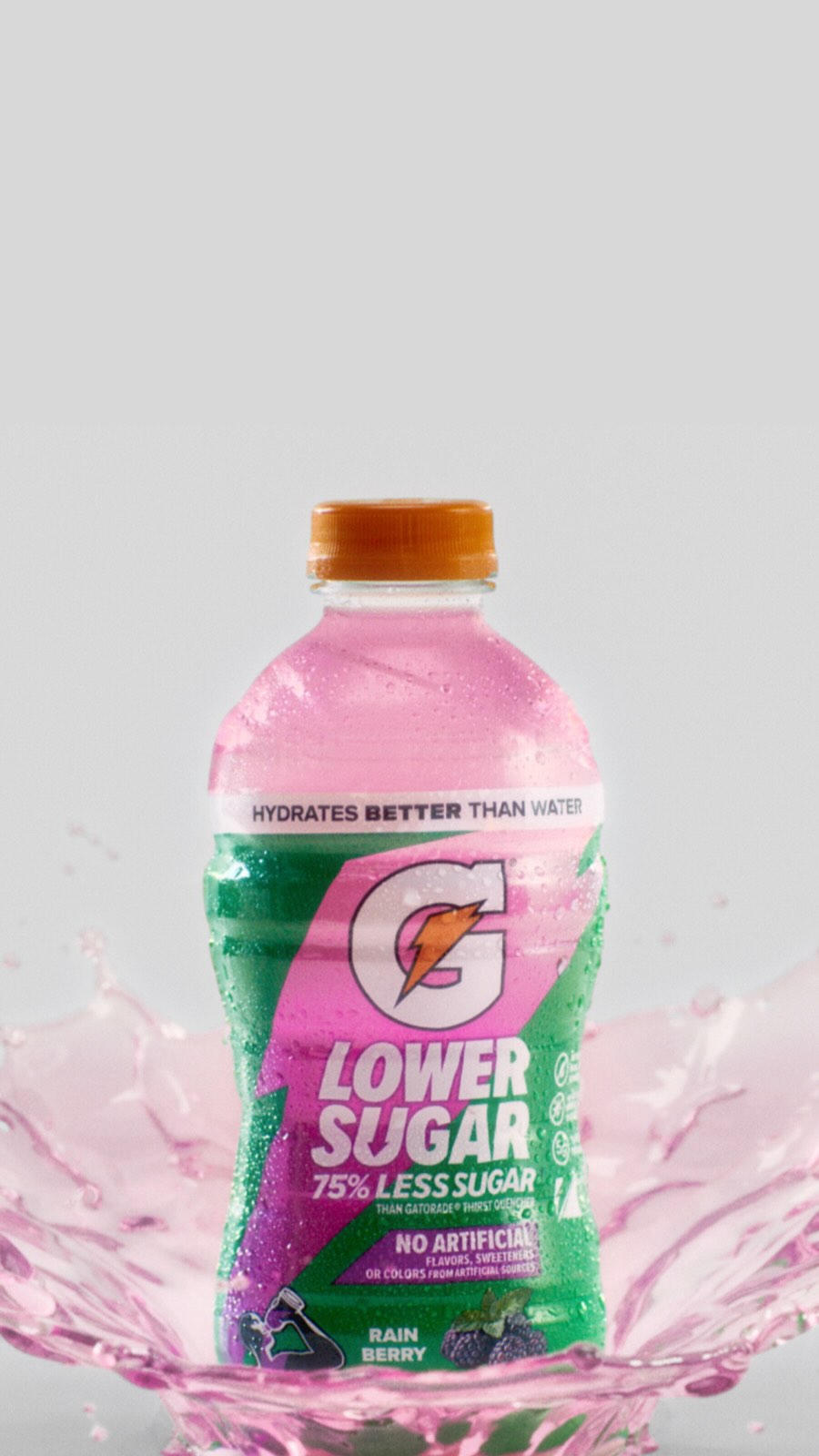 Introducing Gatorade Lower Sugar. No artificial flavors, sweeteners, or colors.
