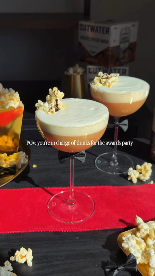 #ad When the biggest night in film falls on National Espresso Martini Day, you know I’m calling @cutwaterspirits for backup. Their new Chocolate Espresso Martini is the perfect cocktail for this occasion because it’s made with their award-winning vodka—very fitting for my awards party, if I do say so myself.

I can’t resist a salty sweet combo, so we’re making a chocolate covered popcorn inspired espresso martini- The Best Dressed Martini- to celebrate these two events 🍫🍿. The cold foam is so easy to whip up, making it perfect for my fellow awards party hosts! Recipe below 👇🏼 

Best Dressed Martini (serves 2)

You’ll Need:
1 can Cutwater Chocolate Espresso Martini
3 oz heavy whipping cream
1/2 oz simple syrup
1/2 oz melted butter
Pinch of salt
Popcorn
Chocolate Syrup Drizzle

Using a frother, prepare your cold foam by whisking together heavy cream, simple syrup, melted butter, and salt. Let set in the fridge for 5 minutes. Pour a chilled can of Cutwater Chocolate Espresso Martini into two coupes and pour cold foam overtop. Garnish with a few pieces of popcorn and a drizzle of chocolate syrup. 

Grab your Chocolate Espresso Martini Cutwater (linked in my story) & I’ll see you on the red carpet 🥂✨

#nationalespressomartiniday #espressomartini #cutwater
