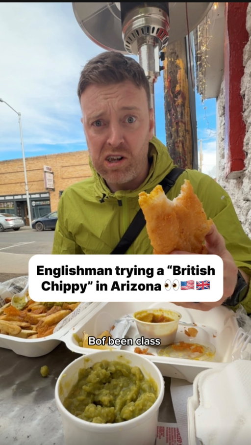 Trying ANOTHER Fish & Chips in Arizona👀 this one is a “British chippy” though. 
Location 📍Evan’s Fish & Chips, Flagstaff, Arizona 

#tayandalex #fishandchips #britishchippy #britinamerica #arizonafoood