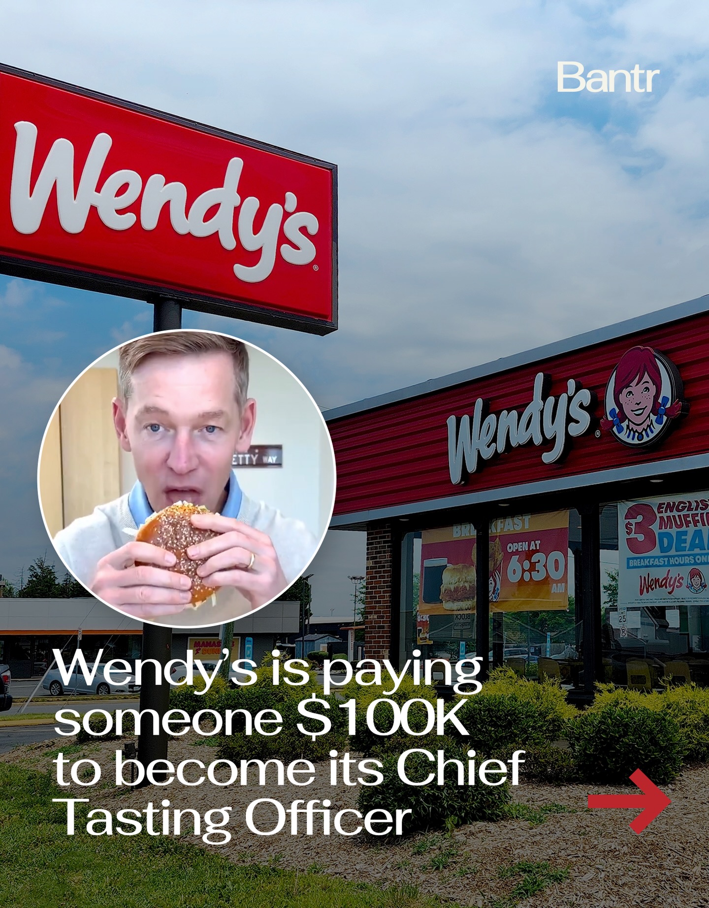 Wendy’s is taking the viral burger tasting trend to a new level.

The fast food giant is hiring a Chief Tasting Officer and the salary is $100,000.

The role is exactly what it sounds like. The person hired will help taste new menu items, share feedback, create content and occasionally appear in ads while representing the brand.

After the McDonald’s CEO was mercilessly roasted online for his taste-test of the brand’s new Big Arch burger, the top dogs at Burger King and Wendy’s both got in on the trend.

Wendy’s is taking it a step further, however, and offering what would be a real-life dream job to any serious burger aficionado.

The job posting describes the qualifications as pretty simple:

• A human mouth
• A pulse
• Opinions
• Taste
• Creativity

Applicants are asked to submit a video explaining why they’re perfect for the role and ideally show themselves tasting Wendy’s food.

The company says the position will include quarterly vlog check-ins, tasting trends and helping bring “vibes, taste and creativity” to the brand.

In other words… you might get paid six figures to eat burgers.

By the way, we have a weekly newsletter rounding up all of the biggest stories so you don’t have to. One newsletter, once a week. Link in bio.

Media via Wendy’s / X

#bantrbusiness #dreamjob #wendys