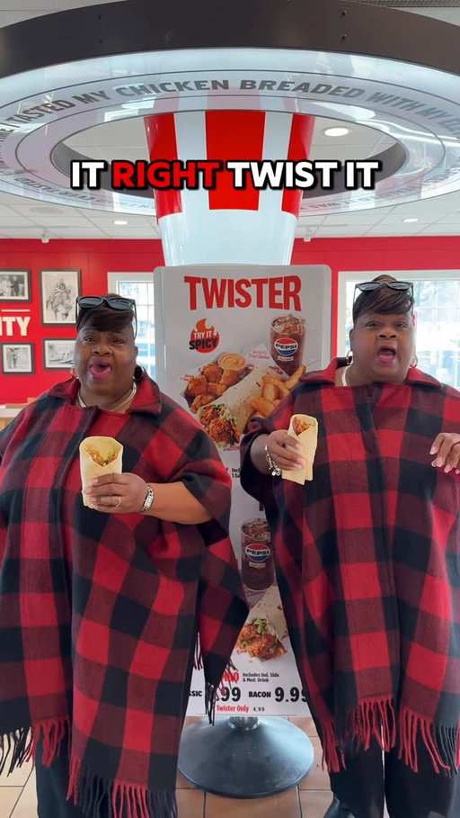 Twister Twinsisters 🌯👯‍♀️ Twist it. Twist it. Take a bite. 🔥 @kfc #KFC_Partner #KFCTwister