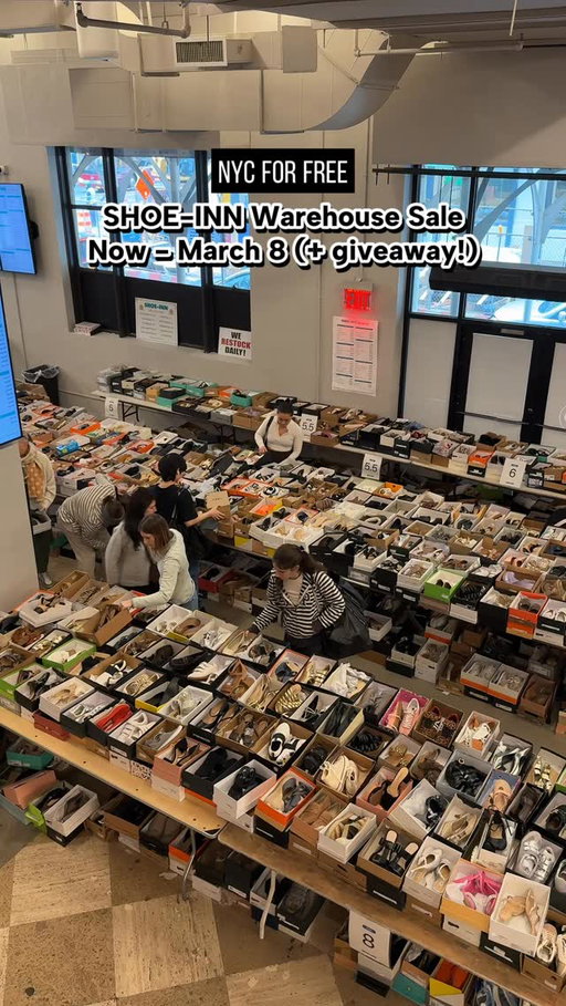 NYC’s biggest shoe warehouse sale is happening this week! 👟

@ShoeInnOfficial’s 30th annual warehouse sale is at @260SampleSale now through Sunday, with prices starting at $15 and up to 75% off (Shoes $15-$99 and boots/booties $29-$249)

Shop top brands like UGG, Sorel, Steve Madden, Birkenstock, Eileen Fisher & more. New merchandise is restocked daily, so every day is like the first day!

Family-owned since 1972, Shoe-Inn has 10 permanent tri-state locations, including the Upper East Side (and they have a great winter sale going on there as well right now!)

Can’t make it? We’re giving one lucky winner a $500 gift card to shop in-store. Tag a friend who loves a shoe deal! (CLOSED)

📍 261 Fifth Ave

HOW TO ENTER
1. FOLLOW @nyc_forfree &  @shoeinnofficial
2. LIKE this Post
3. TAG a friend to go with! 1 comment = 1 entry. You can enter as many times as you’d like! Each SEPARATE TAG = a new entry, unlimited entries allowed!

This will end on March 9th at 11:59pm EST. One winner will be selected randomly and announced via stories the next day. Please beware of any spam accounts that contact you and ask for information. We will post the winner on stories. This is not sponsored, endorsed, administered by, or associated with Instagram. GOOD LUCK!

#nycforfree #shoeinn
