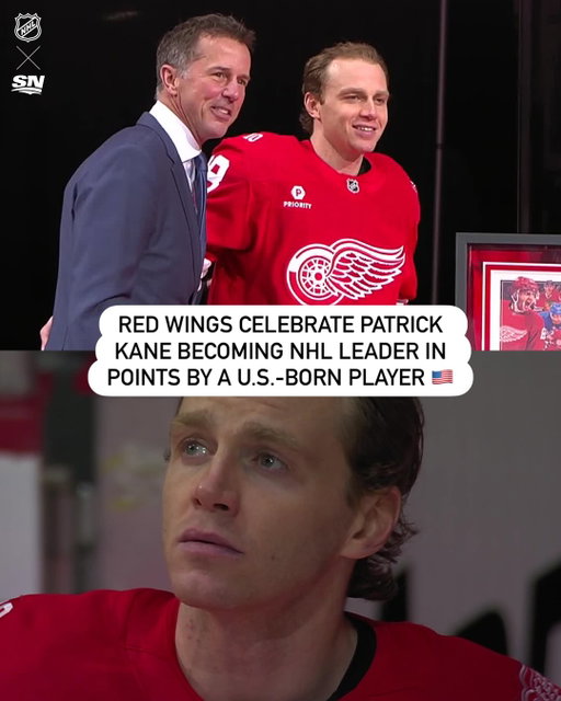 Mike Modano is in the house to celebrate Patrick Kane passing him to become the NHL’s all-time leading scorer by a U.S.-born player 🇺🇸
