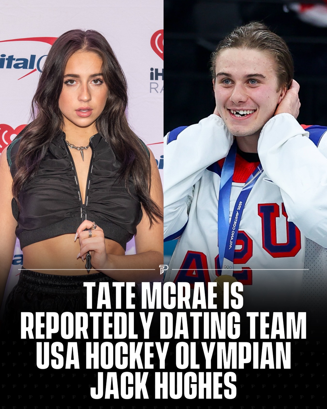 Tate McRae is reportedly dating Team USA hockey player Jack Hughes.

According to Us Weekly, the two started casually seeing each other late last year and are now “exclusively” dating. The outlet also reports their connection began after Hughes slid into her DMs, and that McRae has been spotted supporting him at games.

via @usweekly

#Pubity #Viral #Music