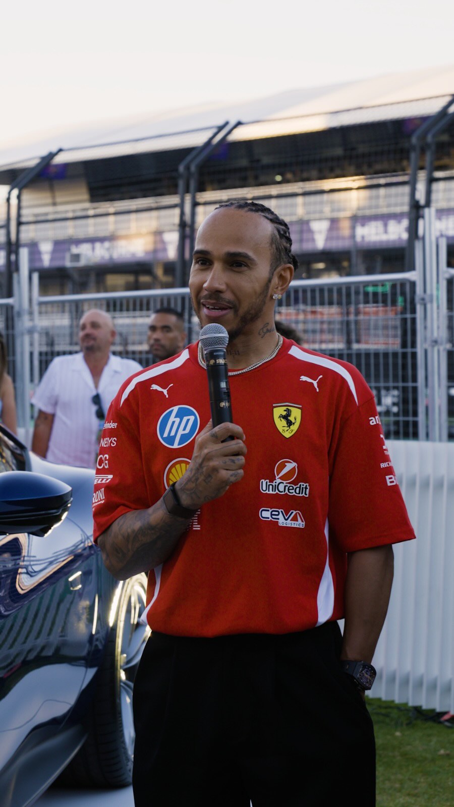 Sir Lewis Hamilton arriving at Casa Ferrari for opening night of the Formula 1 Australian Grand Prix!