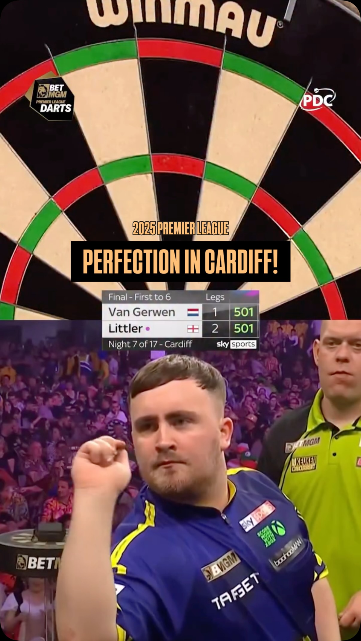 Throwback to last year in Cardiff, where Luke Littler nailed a nine-darter against Michael van Gerwen! 🤩9️⃣

Will we see another tonight at the Utilita Arena?

🏆 Premier League Darts
🗓️ Thursday, 5 March
📍 Night Five - Cardiff
⏰ 1900 GMT