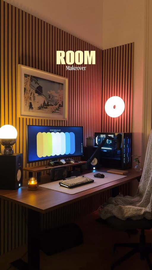 New room upgrade 🛠️

I‘m actually baffled by how much the looks of these panels elevate my room. The added benefit of better acoustics is also really nice, especially for a (more or less talented) musician 😁

Huge thanks to my brother in crime @stefan_rausch for giving me a hand 🤝

What do you guys think about the new look?

#cozygaming #desksetup #nerdlife #aestheticliving #interior