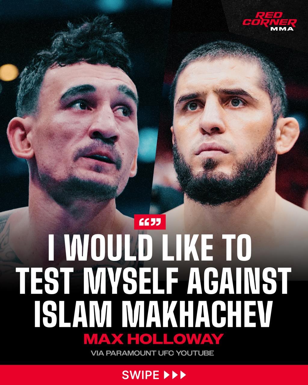 “I mean we missed the shot with Khabib, so Islam is the next best thing, so that’d be fun.”

Max Holloway wants to test his skills against Islam Makhachev

via: @ufconparamount