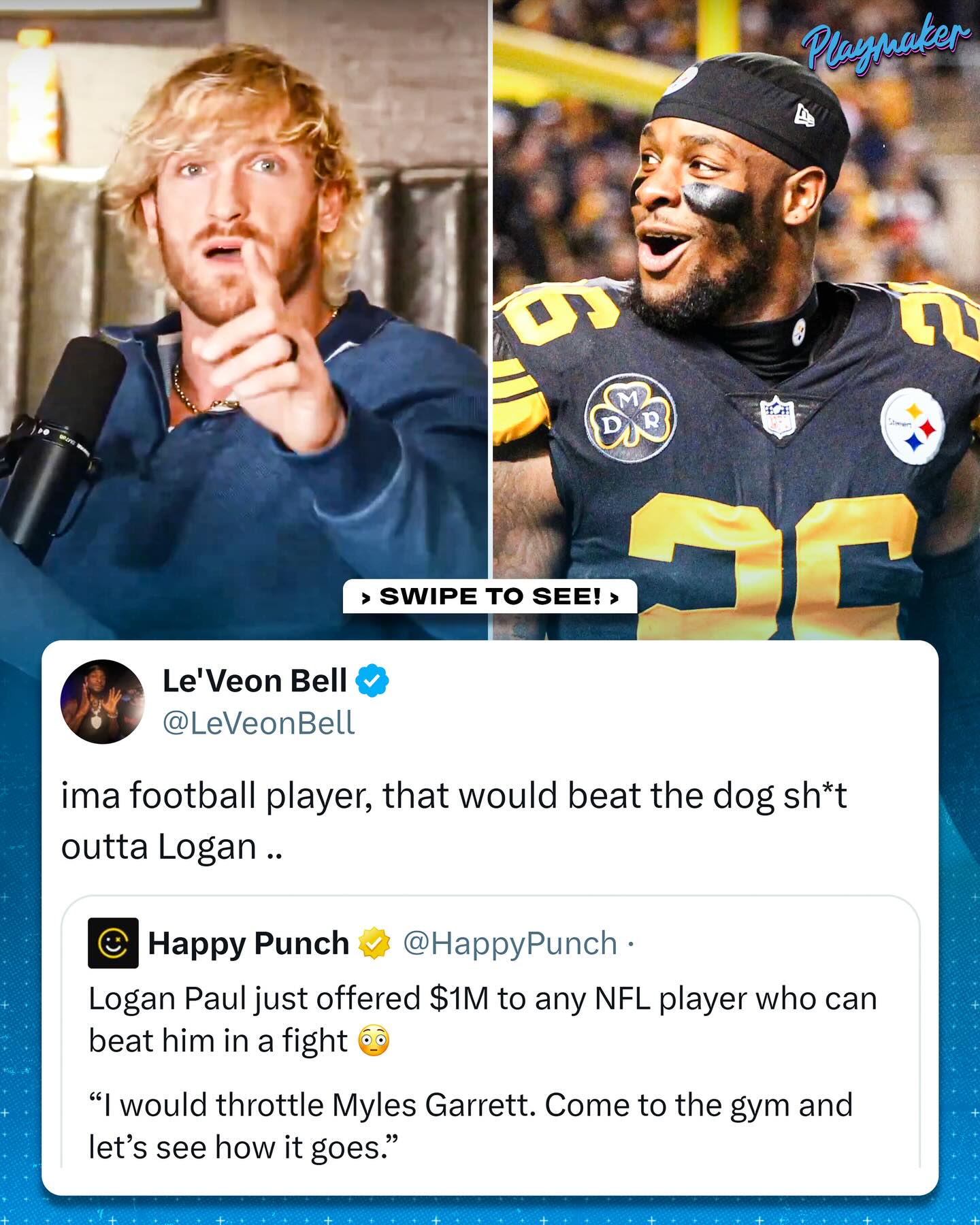 Logan Paul is confident he can beat any NFL player in a fight… who’d be a good opponent? 😳 
🎥: @impaulsiveshow