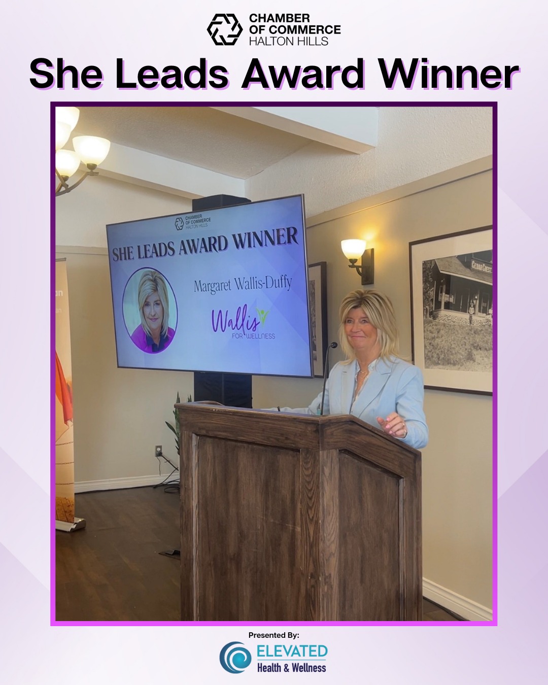 And the inaugural She Leads Award goes to... Margaret Wallis‑Duffy!

The She Leads Award recognizes a local woman in a leadership role who grows her business with vision, creativity and commitment while supporting her team and strengthening our community. Margaret truly represents what this award is all about.

At this morning’s She Means Business event, we heard from our keynote speaker, gained insight from our leadership panel, connected with local professionals, and celebrated the women who drive business in Halton Hills.

Thank you to our sponsors, our award finalists and everyone who joined us to celebrate local women making an impact. More photos and content are coming soon.
#HaltonHillsChamber #SheMeansBusinessHH #SheLeadsAward #WomenInLeadership #HaltonHillsBusiness #ChamberEvents #SupportLocal #WomenWhoLead