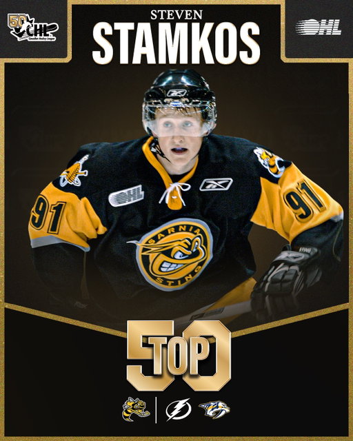 After 100 goals in two seasons with @stinghockey, Steven Stamkos is one of just 22 @NHL players to score 600, has tallied more than 1,200 career points, won two Stanley Cup’s & claimed two Maurice Richard Trophies! #CHL50